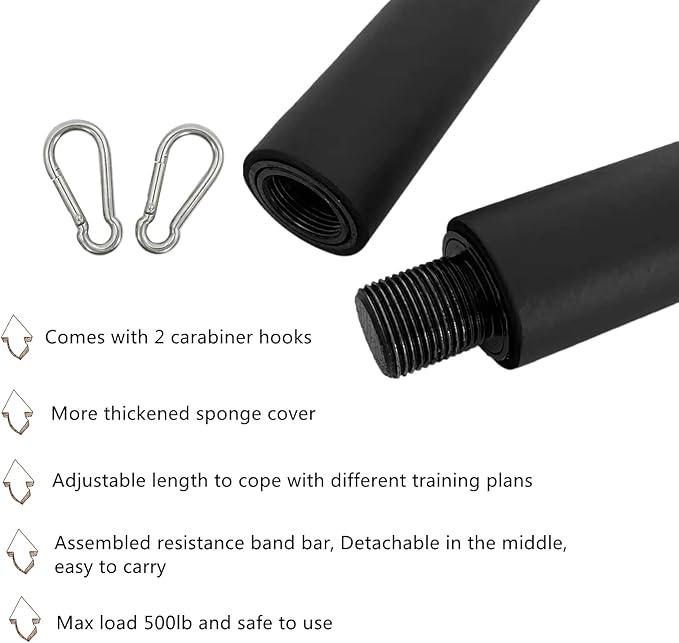 Resistance Band Bar 41Inch Workout 2 Carabineer