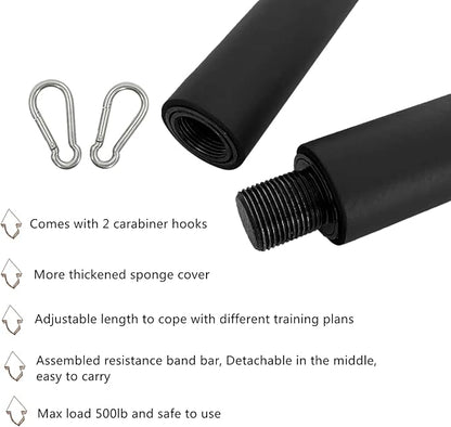 Resistance Band Bar 41Inch Workout 2 Carabineer