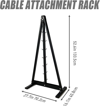Gym Fitness LAT Pull Down Bar Storage Rack for Mag Grip - Heavy Duty A-Frame Stand for LAT Pulldown Attachments