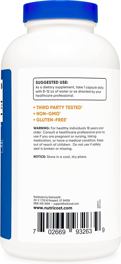 Nutricost Taurine 1000mg; 400 Capsules (2 Bottles)
