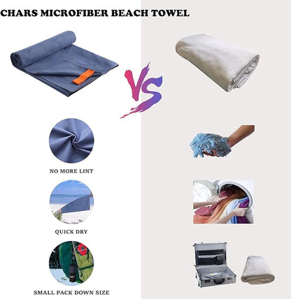 CHARS Camping Towels Microfiber Sand Free Beach Towel (30" x 63") with