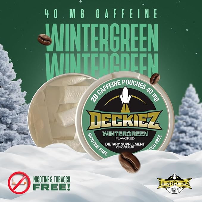 Caffeine Pouches, 5 Cans (100 Pouches), Pre Workout Pouches, Coffee Pouches & Energy Drink Alternative, 40mg Caffeine per Pouch, Sugar Free Caffeine Supplement, Wintergreen Flavor