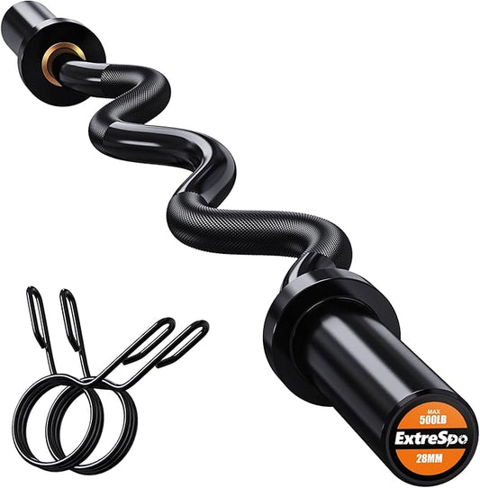 Olympic EZ Curl Barbell Bar 47" EZ 2 Inch 2 Spring