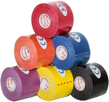 PreCut Kinesiology Tape Sport Pro (20 Pre Cut 10 Inch Strips per Roll) Athletic Recovery Muscle Support Physio TheWrapeutic Aid (Assorted Colors) (Pack of 6)