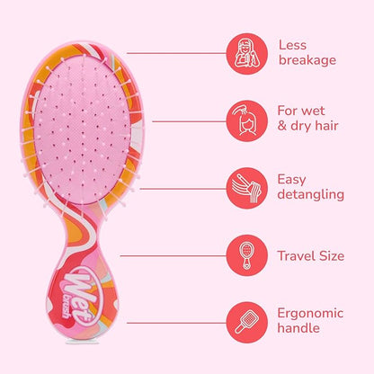Wet Brush Mini Detangler Hair Brush, Ice Cream (Sun Days), Detangling Travel Hairbrush, Ultra-Soft IntelliFlex Bristles Glide Through Tangles with Ease, Pain-Free, All Hair Types