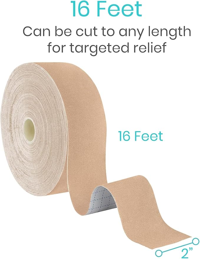 Vive Kinesiology Tape (16.4 Feet) - Therapeutic Athletic Support Tape - Uncut Kensio Roll - Muscle and Joint Recovery for Shoulder, Back, Knee, Elbow and Ankle Pain Relief - Waterproof for Sports