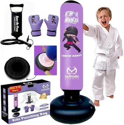 Durable Inflatable Kids Punching Bag for Karate and Boxing – Bounce-Back Martial Arts Bag for Boys and Girls, Great Birthday Gift to Relieve Energy and Build Skills for Boys Ages 4-12
