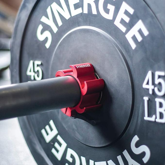 Synergee Rogue Red Aluminium Barbell Collars – Locking 2" Olympic