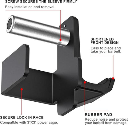 Kipika J-Hooks and Weight Plate Holder Set for 2" x 2" and 3" x 3" Power Rack - Squat Rack Attachments for Strength Training and Weight Storage - Fit Standard 1-inch and Olympic 2-inch weight plates