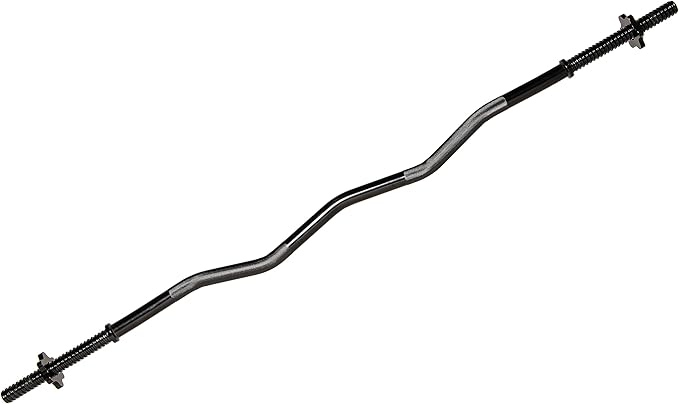 Signature Fitness Standard Threaded Curl Barbell Curl Bar 48 inch