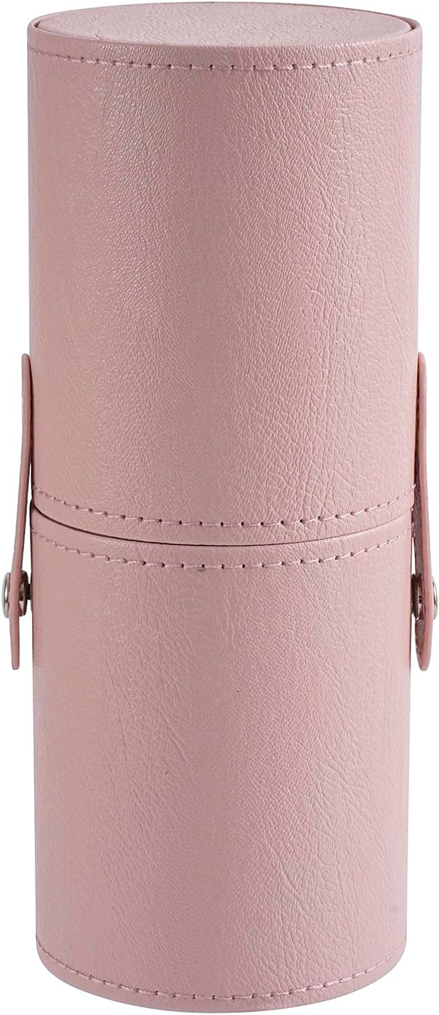 Portable Makeup Brush Holder, Waterproof PU Leather Travel Makeup Brush Case Bag Cup, Brush Storage Dustproof Bag (01Light Pink)