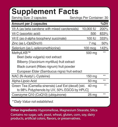 Total Liver Kidney Bladder Support, Cleanse and Detox - Protects Cells - Redox Coupled Antioxidant - 60ct Capsules