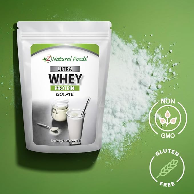 Z Natural Foods Ultra Whey Protein Isolate Powder - Pure, Unflavored, Unsweetened Whey Protein Powder - Flavorless Whey Isolate with Vital Proteins for Fitness, Sports Nutrition, Immune Support, 5 lb