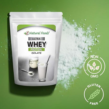 Z Natural Foods Ultra Whey Protein Isolate Powder - Pure, Unflavored, Unsweetened Whey Protein Powder - Flavorless Whey Isolate with Vital Proteins for Fitness, Sports Nutrition, Immune Support, 5 lb