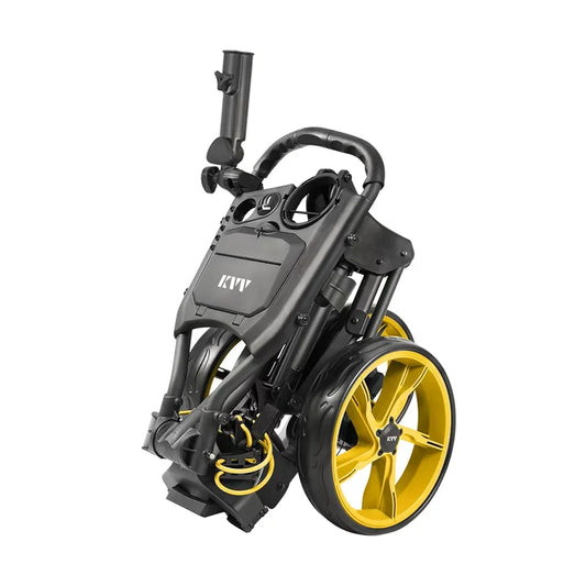 KVV 3 Wheel Golf Push Cart Ultra Lightweight Smallest Folding Size, New-Version Scorecard Holder
