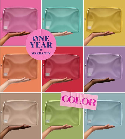 Embla Clear Cosmetic Bag Makeup Case, Clear Zipper Make Up Pouch and Toiletry Travel Tote, Cute Skincare Pouches for Women Girls, Preppy Purse Cosmetic Organizer, Large Makeup Bags, White