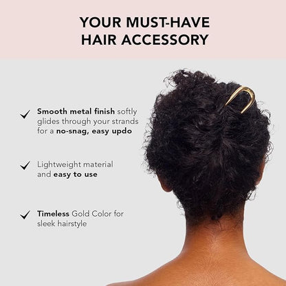 Kitsch Metal French Hair Pin for Women - Elegant Hair Accessories for Women, Ideal for Buns & French Twist, Designed for a Secure, Comfortable Fit - 2 Pcs Gold