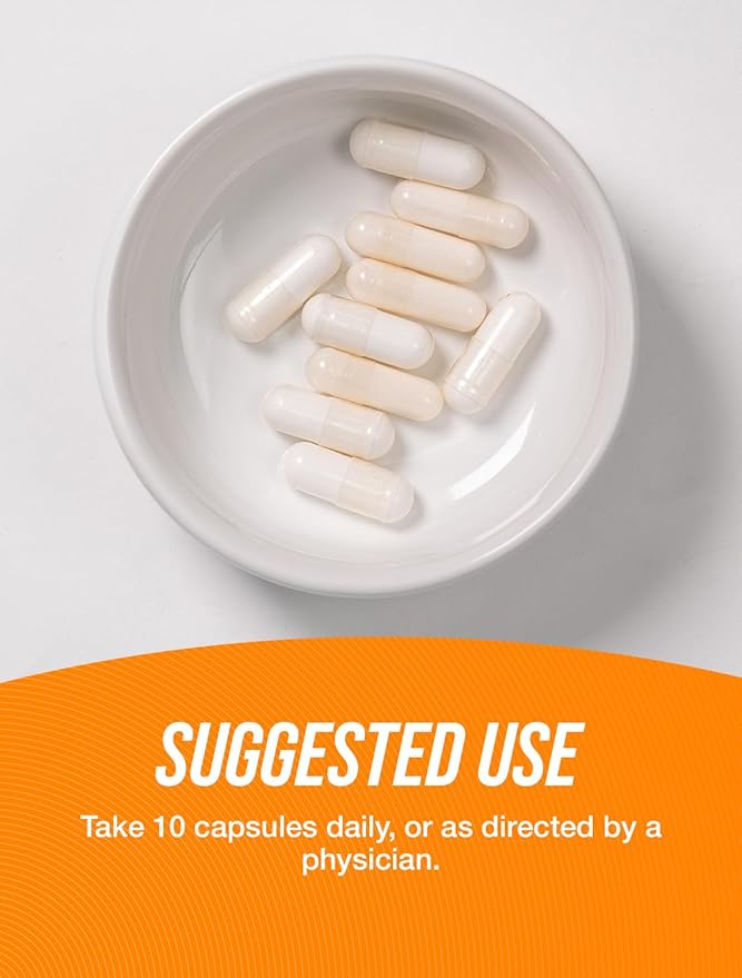 BulkSupplements.com L-Glutamine Capsules - Glutamine Supplement, L Glutamine 5000mg, L Glutamine Pills - Gut Health, Gluten Free, 10 Capsules per Serving, 240 Capsules (Pack of 1)