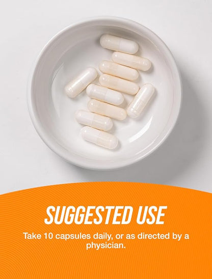 BulkSupplements.com L-Glutamine Capsules - Glutamine Supplement, L Glutamine 5000mg, L Glutamine Pills - Gut Health, Gluten Free, 10 Capsules per Serving, 240 Capsules (Pack of 1)