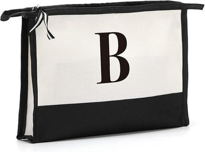 Monogrammed for Women Initial bridesmaid gifts, Personalized monogram Monogram Cosmetic Bag,Travel Makeup Bag Suitable for Wedding weekend Beach Gift for Women Teachers Friends.Pure letters B