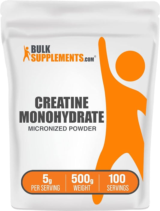 BulkSupplements Creatine Monohydrate Powder - Micronized Creatine Powder, Unflavored - Pure & Gluten Free, 5g  per Servings, 500g