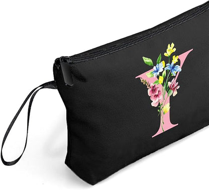 SEAMOON Women Birthday Unique Initial Funny Gifts for Teenage Girl Sister Friends Bridesmaid Personalized Travel Make up Cosmetic Bag with Mirror Valentines Mothers Day Christmas Graduation Y