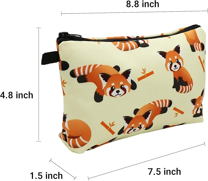 Cute Travel Makeup Bag Cosmetic Bag Small Pouch Gift for Women (Red Panda)