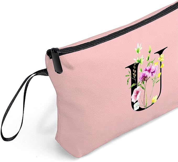 SEAMOON Birthday Thank You Appreciation Monogrammed Gifts for Mom Aunt Teacher Sister Friend Coworkers Bride Bridesmaid Makeup Cosmetic Bag with Mirror Mothers Day Christmas Graduation U
