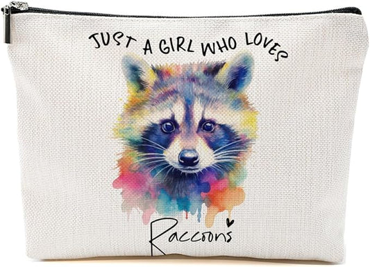 Raccoon Gifts Makeup Bag, Raccoon Lovers Cosmetic Bag Travel Organizer Bags Makeup Pouch, Christmas Birthday Animal Lovers Gifts for Horse Lovers Women Girls Friends