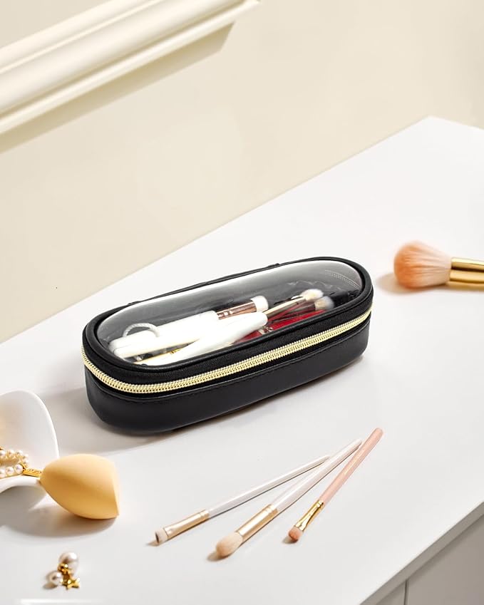 Christmas Gifts Clear Makeup Brush Holder, Travel Makeup Brush Pouch Makeup Brush Bag Organizer Makeup Brush Travel Case with Zipper Waterproof Makeup Travel Case Cosmetic Bag for Women