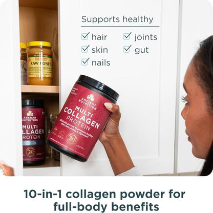 Ancient Nutrition Collagen Powder Protein with Probiotics, Multi Collagen Protein with Vitamin C, Hydrolyzed Collagen Peptides Supports Skin and Nails, Gut Health (40 Servings, Unflavored)