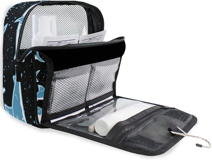 senya Hanging Travel Toiletry Bag Kit Boys Makeup Case Cosmetics Organizer for Men Women (Undersea Shark)