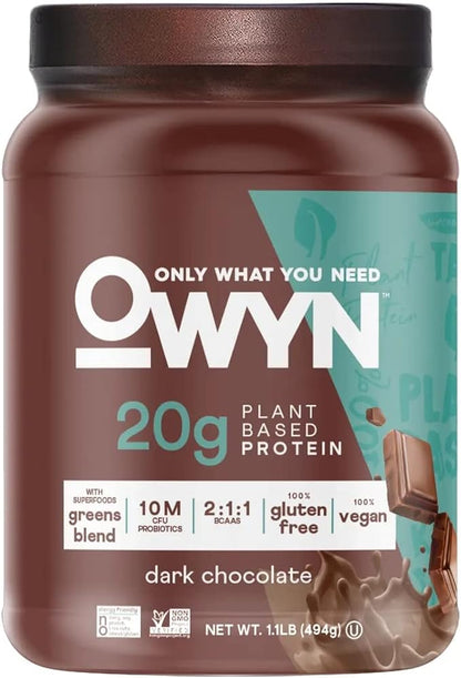 OWYN Only What You Need Plant-Based Protein Powder, Dark Chocolate, 1.17 lbs