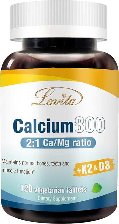 Calcium 800 mg | Highly Absorbable Bone Support with Magnesium, Vitamin D3 & K2 | Plus Zinc, Copper & Manganese | Vegan Supplement, 120 Tablets