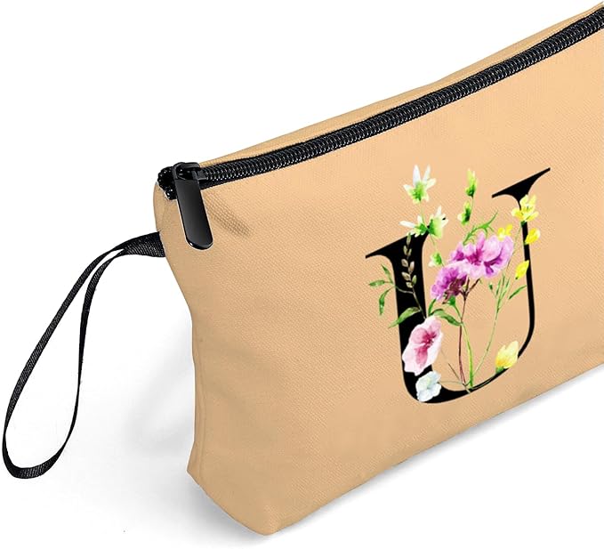 SEAMOON Birthday Thank You Appreciation Monogrammed Gifts for Mom Aunt Teacher Sister Friend Coworkers Bride Bridesmaid Makeup Cosmetic Bag with Mirror Mothers Day Christmas Graduation U
