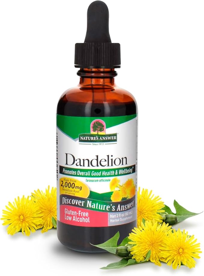 Nature's Answer Dandelion Root Extract 2 Oz – Low Organic Alcohol, Detox & Liver Support Supplement – Made in USA, Kosher, Gluten Free – Dandelion, Dandelion Root, Dandelion Root Supplement
