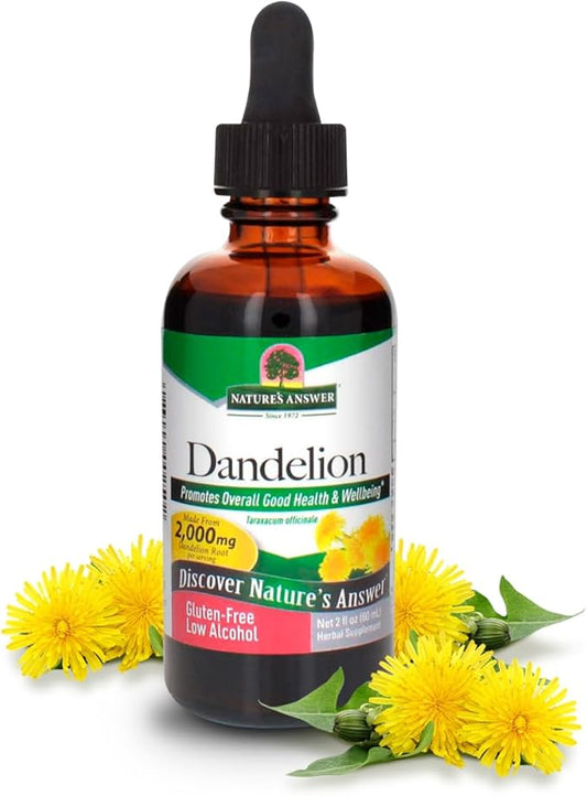 Nature's Answer Dandelion Root Extract 2 Oz – Low Organic Alcohol, Detox & Liver Support Supplement – Made in USA, Kosher, Gluten Free – Dandelion, Dandelion Root, Dandelion Root Supplement