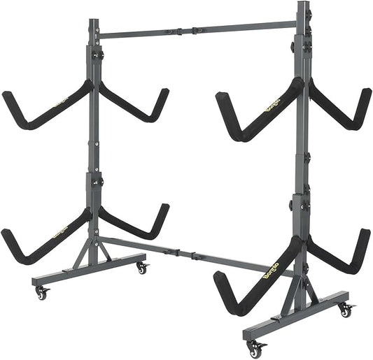 Bonnlo Kayak Stand Freestanding Storage Rack for Kayak Canoe Boat Paddle Board SUP Surfboard for Indoor Outdoor Garage, Shed, Dock with Lockable Wheels Wide Adjustable