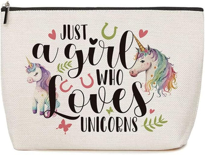 Just A Girl Who Loves Unicorns Birthday & for Daughter/Sister/Besties - Unicorn Decor, Makeup Bag & Gifts