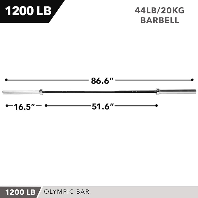 Olympic Barbell 2” 700 OR 1200 Pound 7’ by D1F for 2” Plates