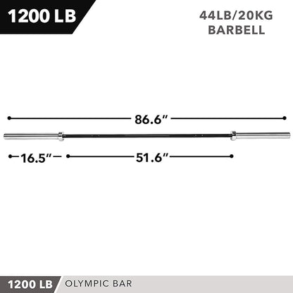 Olympic Barbell 2” 700 OR 1200 Pound 7’ by D1F for 2” Plates