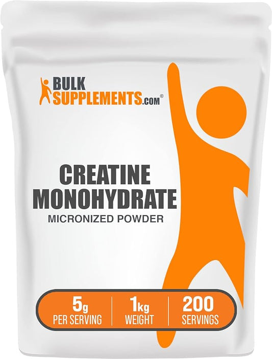 BulkSupplements Creatine Monohydrate Powder - Micronized Creatine Powder, Unflavored - Pure & Gluten Free, 5g  per Servings, 1kg