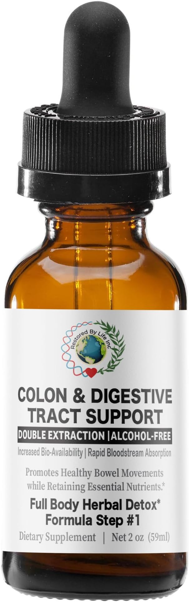Colon Digestive Tract Support | 2 oz. Liquid Extract Tincture | Detox Cleanse Support Formula