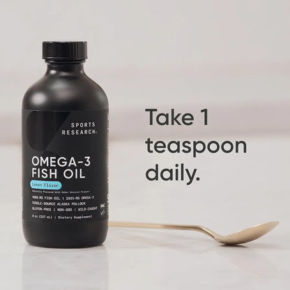 Sports Research Omega-3 Fish Oil 4685mg - Sourced from Wild Caught Alaska Pollock - Natural Lemon Flavor, MSC Certified Sustainable - 8oz