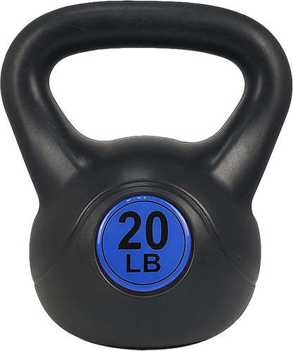 Wide Grip 3-Piece Kettlebell Exercise Fitness Weight Set, Include 5 lbs, 10 lbs, 15 lbs and 20 lbs, Set of 3 or Set of 4