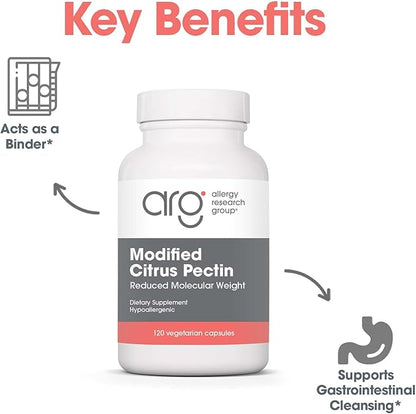 Allergy Research Group Modified Citrus Pectis Dietary Supplement - Cleansing, Low Molecular Weight, Hypoallergenic, Vegetarian Capsules, Gluten Free - 120 Count