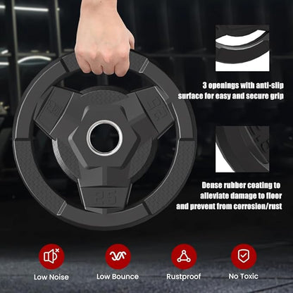 Weight Plate 2-Inch Rubber Coated Olympic Grip Plate 2.5/5/10/15/25/35/45 LB