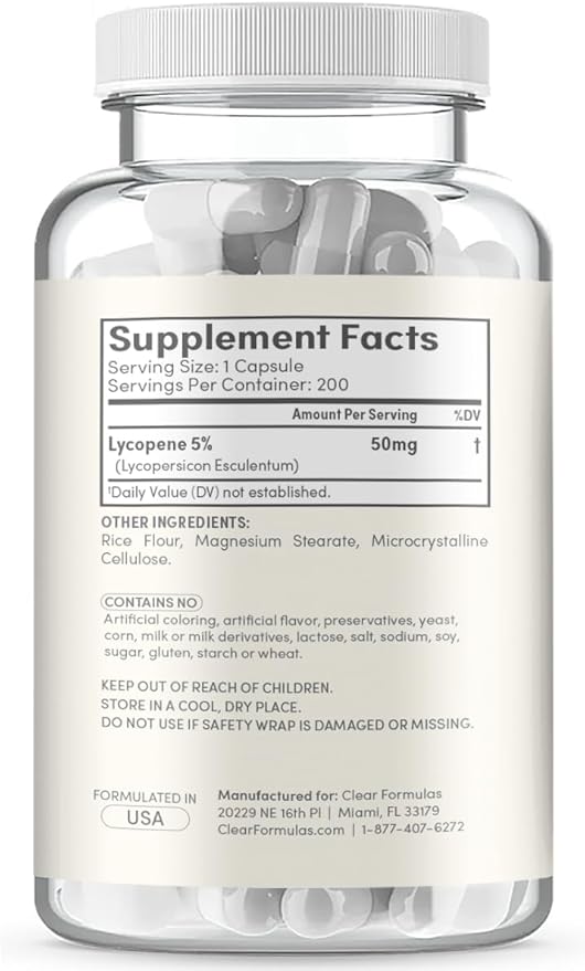 Tomato Based Lycopene Supplement - Extra Strength Lycopene 50mg Non-GMO Super Potent Antioxidant and Carotenoid Heart and Prostate Health Supplement for Men - Made in a cGMP US Lab (200 Servings)