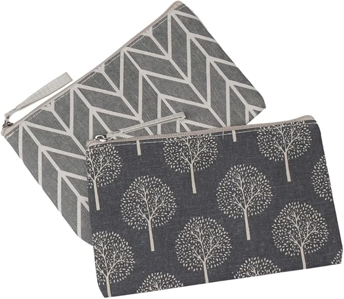 SUMAJU 2 Pcs Canvas Cosmetic Bag, Multi-Function Small Zipper Pouch Cute Makeup Pouch Travel Toiletry Bag Travel Size Toiletries Christmas Stocking Stuffers Gifts for Women,8.6 * 5.5 In