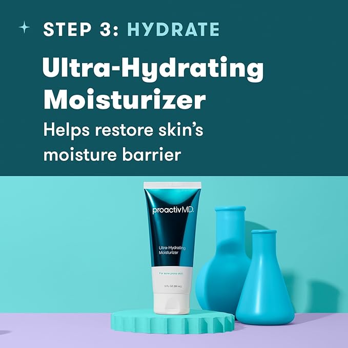 Proactiv MD 3-Step Routine, Ultra-Gentle Face Cleanser, 0.1% Adapalene Gel Treatment, Ultra-Hydrating Moisturizer, 90-Day Acne Treatment Kit